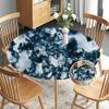 VBTGVE Marble Round Fitted Tablecloth, Unusual Gemstone Onyx Rock Nature Pattern , Elastic Edge, Waterproof and wipeable, Fit for 44'' Table, Blue view 2