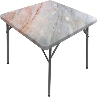 Marble Square Table Cover, Onyx Stone Textured Natural Featured Scratches, Elastic Edge, Can Wipe Indoor/Outdoor Dining Table coverr, Fit for 44"x44" Square Table Grey