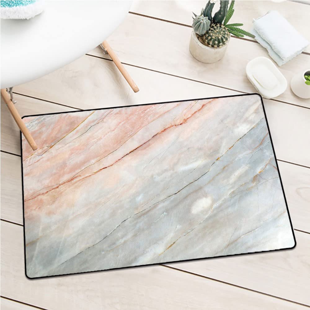 Marble Commercial Grade Entrance mat, Onyx Stone Textured Natural Featured Scratches, for Indoor-Outdoor, Front Door, high Traffic Areas, W23.6 x L35.4 Inch, Grey