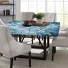 Marble Square Table Cover, Exquisite GraniteNature Rock Picture, Elastic Edge, Can Wipe Indoor/Outdoor Dining Table coverr, Fit for 44"x44" Square Table Light Blue view 3