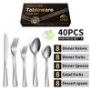 40 Pieces IKXO Stainless Steel Silverware Set Flatware Modern Design Kitchen Silver Cutlery Set Dinner Eating Utensils Service for 8 for Home Hotel Restaurant, Dishwasher Safe view 2