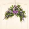Kuppn Artificial Daisy Swag, 17.7 in Silk Cloth Daisy Flowers Greenery Swag with Rose Flower, Purple Easter Swag for Spring Valentines Day Wedding Farmhouse Wall Window Home Decor view 4