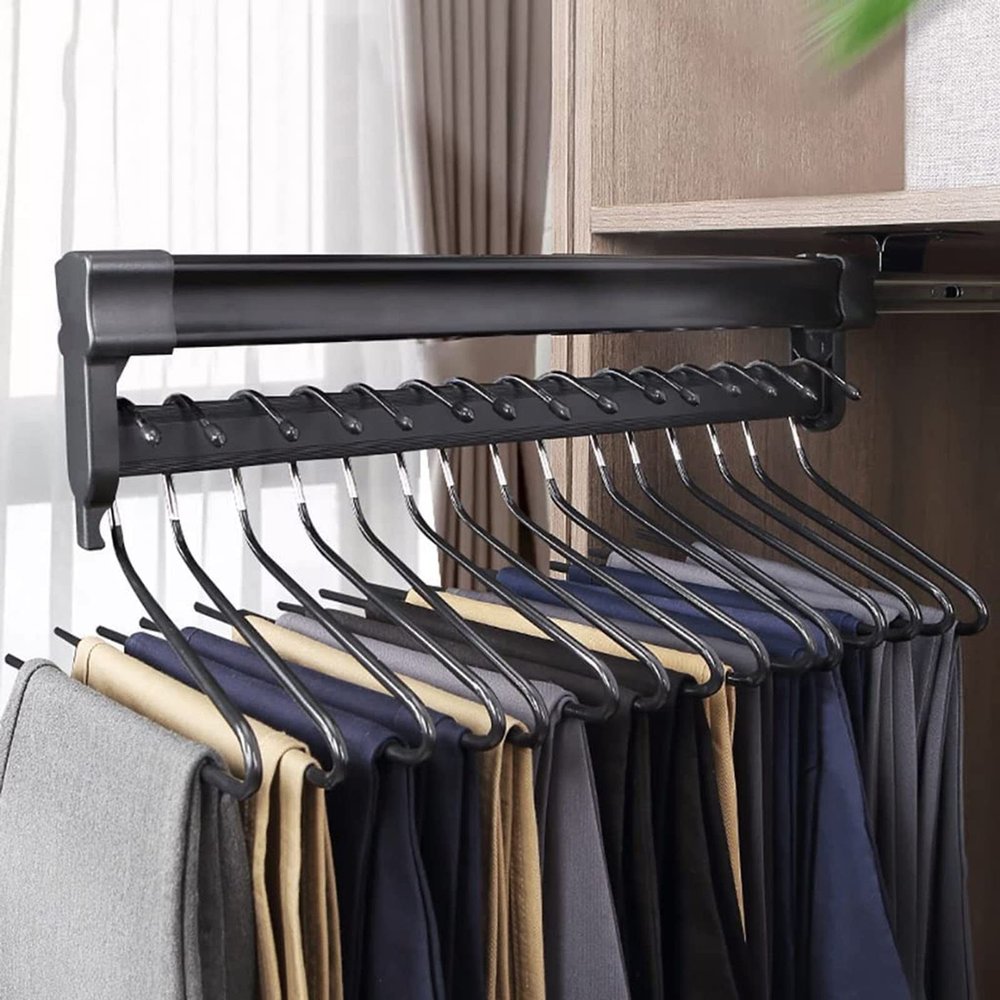 Extendable Closet Hanger, Pull Out Clothes Rail, Adjustable Wardrobe Clothing Rail, Closet Organizer Rack for Pants Clothing Storage, Top Mount, 26-61 Cm (Size : 51cm/20in)