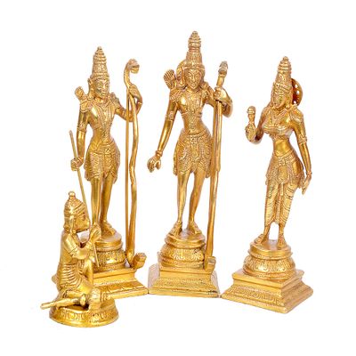 AONA Brass Shri Ram Darbar Statue Idol Ram Darbar Rama Murti, Height 8 inch