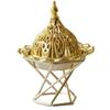Froiny Metal Incense Burner Arabian Golden Incense Holder Tabletop Ornament Frankincense Resin Burner Censer for Muslim Ramadan Home Decorations view 1
