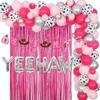 Western Cowgirl Party Decorations YEEHAW Bachelorette Balloon Garland Kit Nashville Bachelorette Party Supplies Disco Cowgirl Banner Rose Red Tinsel Disco Balloon for Women view 1
