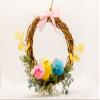 Easter Chicks Wreath Decorations with Blue, Yellow, Pink Chicks, Spring Floral branches on Grapevine Wreath for Kitchen Cabinets and Dining Chairs - Set of 4 view 1