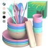 DINETHICS WheatStraw Dinnerware Sets for 4 - Alternate To Plastic Dishes - Dishwasher Safe Microwave Plates - Unbreakable Dinnerware Set - Wheat Straw Dishes - Lightweight Camping Plates & RV Dishes view 1