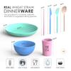 DINETHICS WheatStraw Dinnerware Sets for 4 - Alternate To Plastic Dishes - Dishwasher Safe Microwave Plates - Unbreakable Dinnerware Set - Wheat Straw Dishes - Lightweight Camping Plates & RV Dishes view 2