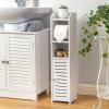 AOJEZOR Toilet Paper Holder Stand: No Drill PVC Small Bathroom Cabinet for Apartment Dwellers - Rental Deposit Protection - Small Space Storage Saving view 1