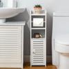AOJEZOR Toilet Paper Holder Stand: No Drill PVC Small Bathroom Cabinet for Apartment Dwellers - Rental Deposit Protection - Small Space Storage Saving view 2