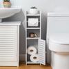 AOJEZOR Toilet Paper Holder Stand: No Drill PVC Small Bathroom Cabinet for Apartment Dwellers - Rental Deposit Protection - Small Space Storage Saving view 3