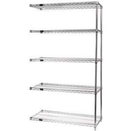 5-Shelf Wire Shelving Add-On Unit Stainless Steel - 18 x 60 x 74 in.