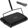 Alpine Manual Carpet Sweeper Triple Brush Cordless Non Electric Multi-Surface Floor Brush Hardwood Floor Cleaner Easy Sweeping for Carpeted Floors (Improved Black) view 1