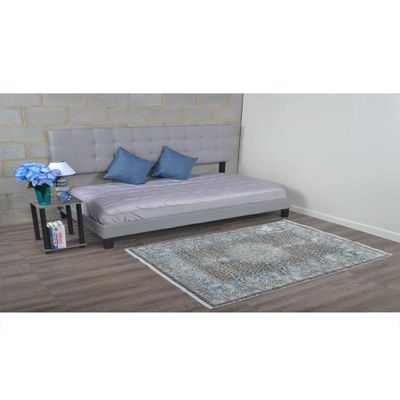 4 ft. 8 in. x 6 ft. 9 in. Machine Woven Crossweave Polyester Oriental Rectangle Area Rug, Black & Grey