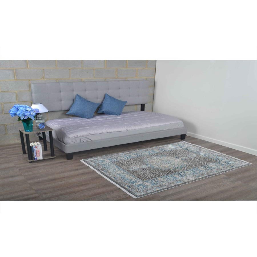 4 ft. 8 in. x 6 ft. 9 in. Machine Woven Crossweave Polyester Oriental Rectangle Area Rug, Black & Grey