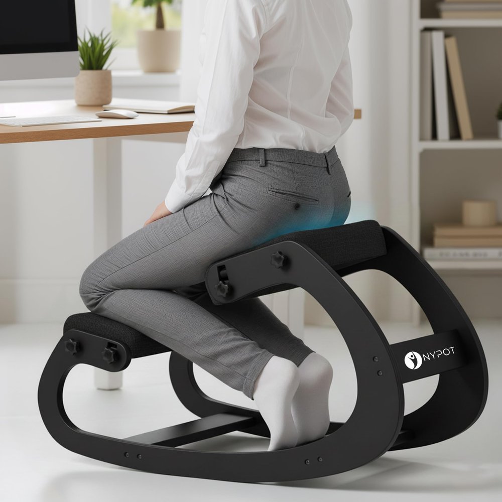 NYPOT Ergonomic Kneeling Chair with Adjustable Seats - Knee Chair for Posture Correction & Kneel Rocking Stool for Desk - Back Pain Relief for Home and Office, Supports 250 pounds - 5 Years Warranty