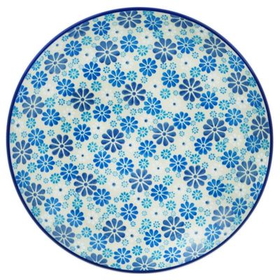 Polmedia Polish Pottery Dinner Plate UNIKAT - Floating Flowers Pattern Handmade in Boleslawiec Poland by Ceramika Artystyczna + Certificate of Authenticity