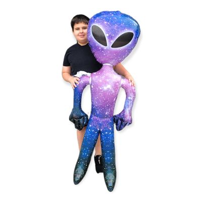 63" Galaxy Giant Alien Inflate (Vinyl) Galaxy/Rainbow/Tie Dye. Inflatable Huge Alien Figures on Hang Tag.