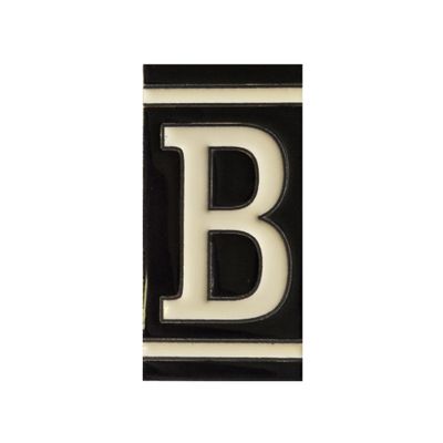 4.3' x 2.2' 11cm x 5.5cm Spanish Back Classic Hand-Painted Number Tiles & Optional Metal Frames (Black Letter B Tile)