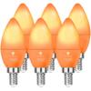 6 Pack BlueX LED Orange Light Bulb - 4W (40Watt Equivalent) - E12 Base Orange LED Bulb, Party Decoration, Porch, Home Lighting, Holiday Lighting, Chandelier Light Bulbs, Candelabra Bulbs view 1