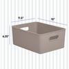 Superio Ribbed Collection - Decorative Plastic Basket Open Home Storage Bins Organizer, Large Taupe (6 Pack) Container Boxes for Organizing Closet Storage Bins for Shelves 15 Liter/16 Quart view 2