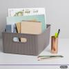 Superio Ribbed Collection - Decorative Plastic Basket Open Home Storage Bins Organizer, Large Taupe (6 Pack) Container Boxes for Organizing Closet Storage Bins for Shelves 15 Liter/16 Quart view 3