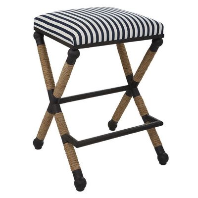 Uttermost Braddock Navy and Cream Counter Stool