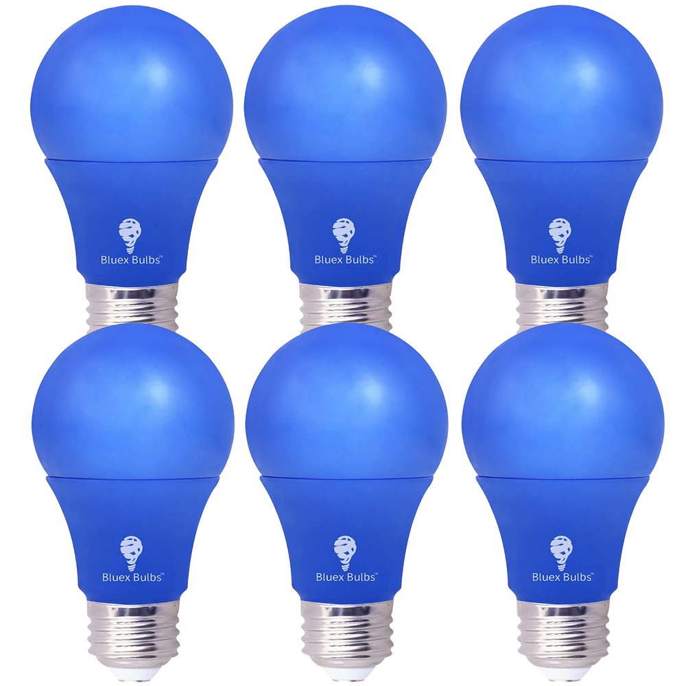 6 Pack BlueX LED A19 Blue Light Bulb - 9W (60Watt Equivalent) - E26 Base Blue LED Bulb, Party Decoration, Porch, Home Lighting, Holiday Lighting, Decorative Illumination