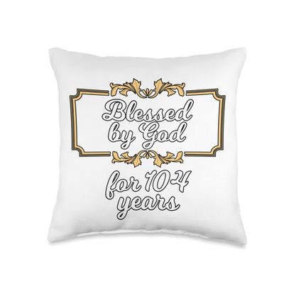 Blessed By God for 104 Years, 104th Birthday Vintage Throw Pillow