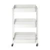 Urban Lifestyle 3 Tier Foldable Metal Rolling Storage Utility Cart, No Tools Assembly, White view 2
