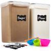 2 Pack Extra Large Airtight Food Storage Containers - 6.5L / 220 Oz BPA Free Clear Plastic Kitchen and Pantry Organization for Flour, Sugar, Rice & Baking Supply - Labels, Marker & Spoon Set view 1