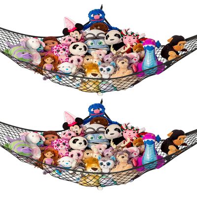 Stuffed Animal Hammock 2 Pack | Corner Stuffed Animal Storage & Plushie Net | Toy Hammock for Stuffed Animals | Holds 12lbs | Easy Hang, All Hardware Included | Black Bedroom Decor | by Lilly's Love