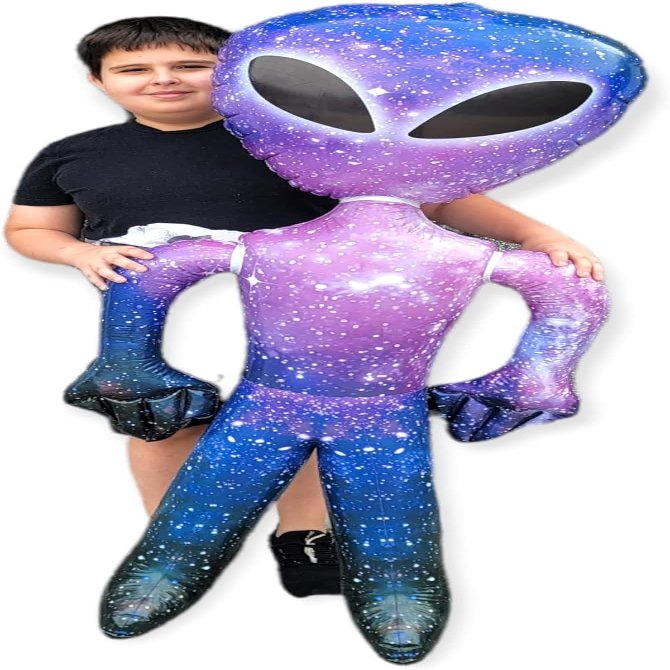 63" Giant Alien INFLATE (Vinyl) Galaxy/Rainbow/Tie Dye. Inflatable Huge Alien Figures on Hang Tag. (2 Pack)
