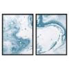 Woodrose Framed Wall Art Collage Print Gallery Set Swirling Blue-White Lava Lamp Landscape Abstract Shapes Illustrations Modern Contemporary Cool for Living Room, Bedroom, Office - 12"x16"x2 BLACK view 1