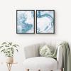Woodrose Framed Wall Art Collage Print Gallery Set Swirling Blue-White Lava Lamp Landscape Abstract Shapes Illustrations Modern Contemporary Cool for Living Room, Bedroom, Office - 12"x16"x2 BLACK view 3