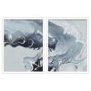 Woodrose Framed Wall Art Collage Print Gallery Set Swirling Blue White Lava Lamp Landscape Abstract Shapes Illustrations Modern Colorful for Living Room, Bedroom, Office - 12"x16"x2 WHITE view 1