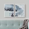 Woodrose Framed Wall Art Collage Print Gallery Set Swirling Blue White Lava Lamp Landscape Abstract Shapes Illustrations Modern Colorful for Living Room, Bedroom, Office - 12"x16"x2 WHITE view 2