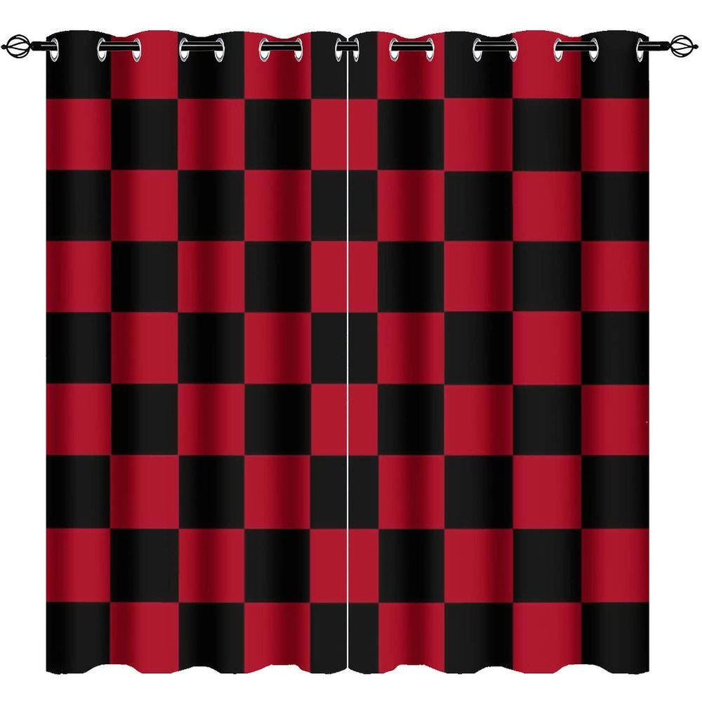 Asoohoe Country Curtains, Vintage British Tartan Pattern Classic Checkered Living Room Bedroom Curtains 2 Panel Sets, Thermal Insulated Room Darkening Window Coverings Drapes 42x63 Inch