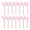 25Pcs Cocktail Plastic Straws Heart Shape Reusable Drinking Straws Long Flexible Straws for Shower Birthday Party Supplies Rosy view 1