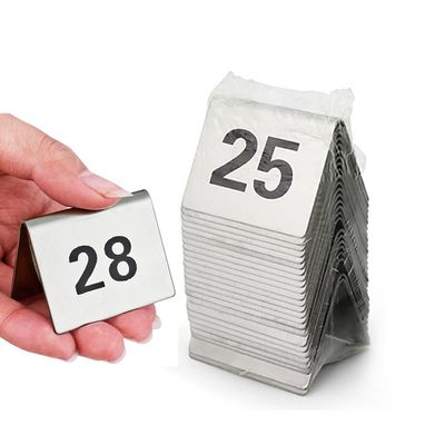 Table Numbers Stainless Steel, 1-25/50/100 Double Side Table Number Cards, Restaurant Seating Metal Stackable Table Numbers, Wedding Anniversary Events Party Supplies (Size : 1 to 25)