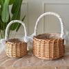 Wnvivi Wicker Flower Baskets, Wedding Flower Girl Baskets Rustic Natural Rattan Handwoven Basket with Handle and Plastic Built-in Layer Storage Baskets for Home Party Supplies Decor -L view 2