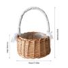 Wnvivi Wicker Flower Baskets, Wedding Flower Girl Baskets Rustic Natural Rattan Handwoven Basket with Handle and Plastic Built-in Layer Storage Baskets for Home Party Supplies Decor -L view 3