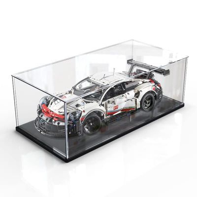 Clear Acrylic Display Case for Toys CollectiblesAssemble Acrylic Box Dustproof Protection Showcase with Black Wood-Plastic Base (15.7x8x8 inch;40x20x20cm)