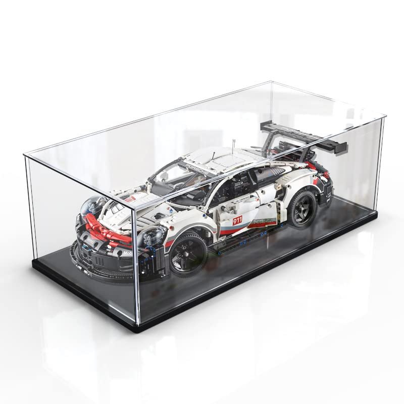 Clear Acrylic Display Case for Toys CollectiblesAssemble Acrylic Box Dustproof Protection Showcase with Black Wood-Plastic Base (15.7x8x8 inch;40x20x20cm)
