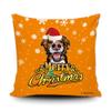 Merry Christmas Border Collie Peeking Dog with Santa Hat Pillow Case Christmas Tree Snowflake Orange Cushion Cover for Holiday Decoration 16x16 Inch view 1