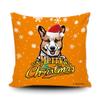 Merry Christmas Pembroke Welsh Corgi Peeking Dog with Santa Hat Pillow Case Christmas Tree Snowflake Orange Throw Pillow Cover for Holiday Decor 18x18 Inch view 1