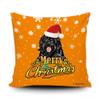 Merry Christmas Portuguese Water Dog Peeking Dog with Santa Hat Pillow Case Christmas Tree Snowflake Orange Throw Pillow Cover for Holiday Decoration 18x18 Inch view 1