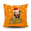 Merry Christmas Chesapeake Bay Retriever Peeking Dog with Santa Hat Pillow Case Christmas Tree Snowflake Orange Throw Pillow Cover for Holiday Decoration 18x18 Inch view 1