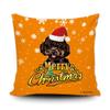 Merry Christmas Poodle Peeking Dog with Santa Hat Pillow Case Christmas Tree Snowflake Orange Cushion Cover for Holiday Decoration 18x18 Inch view 1